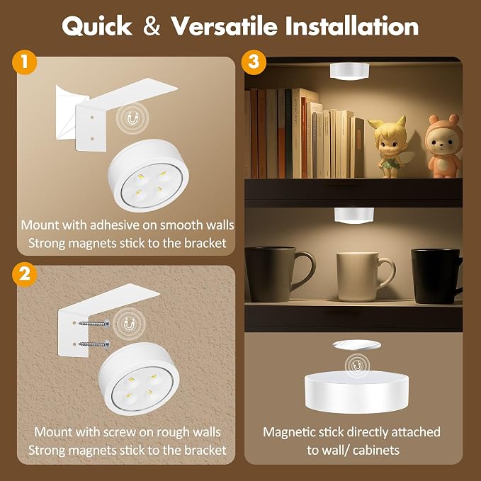 Picture Lights for Wall, Wireless Poster Lights Battery Operated, White | LED Magnetic Painting Light with Remote Dimmable, Timer＆3 Lighting Modes, Art Display Puck Light for Frame Portrait, 3 Pack - Image 9