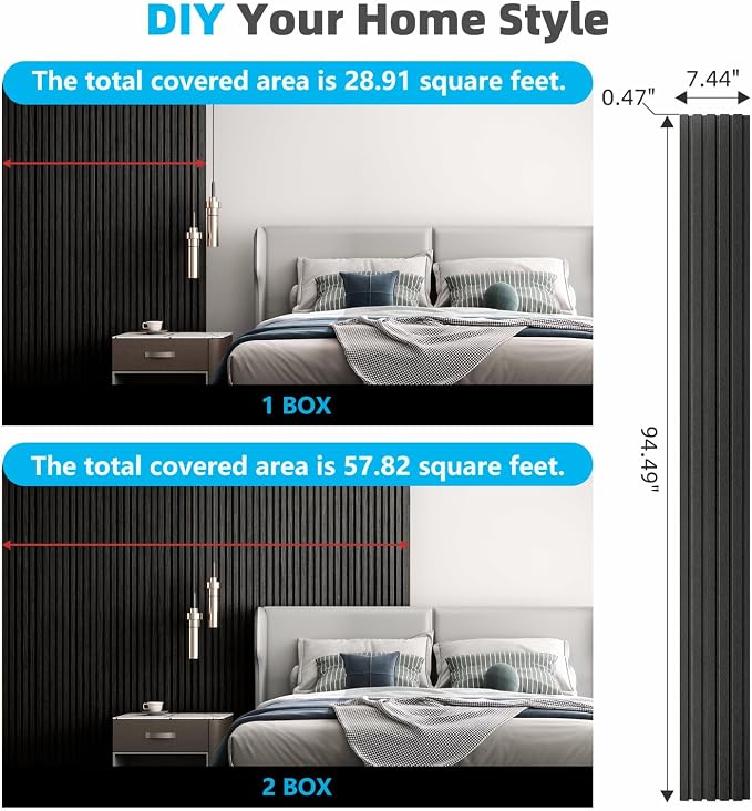 Art3d Wood Slat Wall Panels, Fluted MDF, 6-Pack, 94.6 x 7.4 in, Matte Black | 3D Textured Panels for Accent Walls, Ideal for Living rooms, Bedrooms, Offices, Entryways and Studios - Image 6
