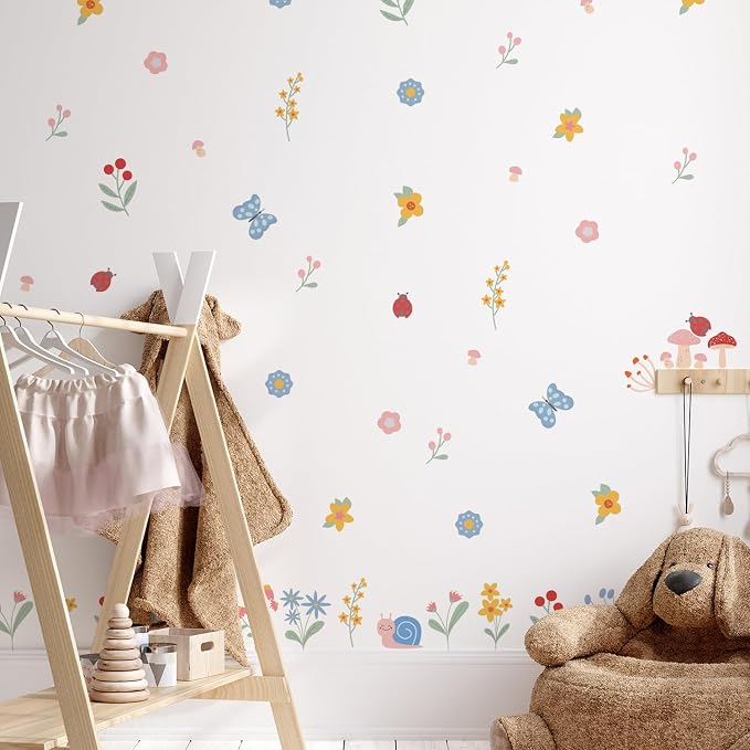 Nursery Floral Wall Stickers Decals Peel and Stick Decor 6 Sheets | Peel & stick, no residue, watercolor, nursery kids room bedroom playroom classroom decor, DIY craft, safe non-toxic material - Image 4