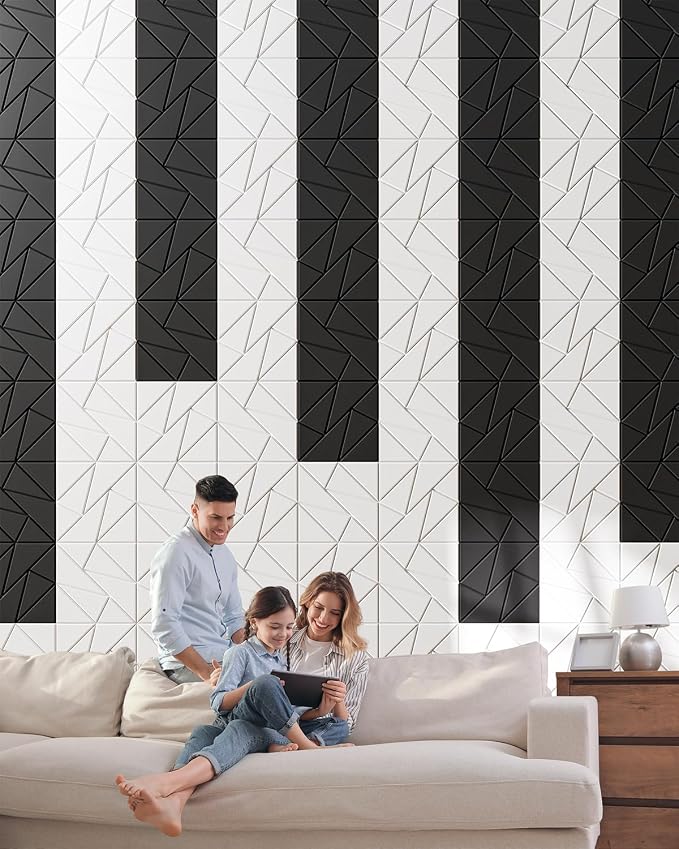 18 Pack Geometric Design Sound Proof Foam Panels for Walls 12"x12"x0.4" Fabric | Cuttable self-adhesive acoustic panels for home office studio noise reduction with flexible DIY layout, decorative Black - Image 7