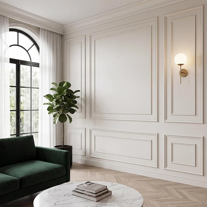 3-Set Peel and Stick Wall Molding Kit, Premade Wainscoting Panels | 31 x 63 in and 63 x 78 in Modern Premade Wainscoting Panel, Wall Decoration Kit for Wall Moulding Decor Accent Molding, White - Image 2