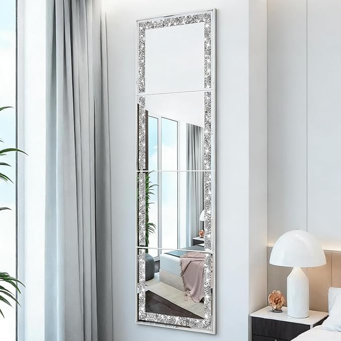 ZOLAPI Glamorous Crystal Crush Diamond Design – Adorned with Sparkling Crushed Diamond Trim Along the Edges, This Frameless Mirror adds a Touch of Luxury and Elegance to Any Space(11x14 inch 4pcs) - Image 4