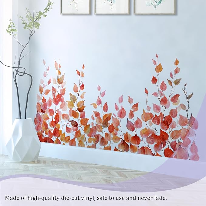 Autumn Leaves Wall Decals Peel and Stick, Large Leaves Vines Vinyl Wall Stickers, Removable Vine Home Decor Art for Bedroom Living Room Classroom Office - Image 6