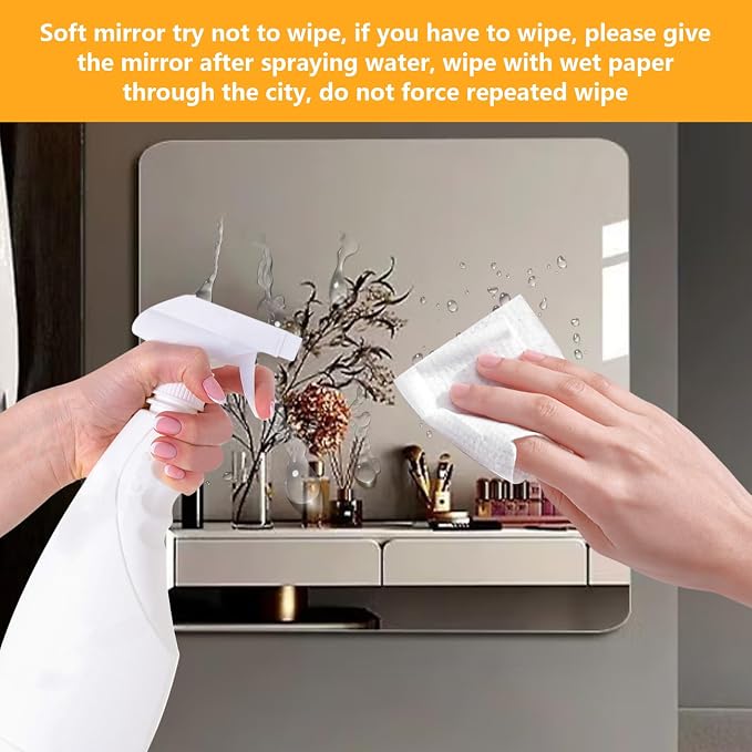 6 Pcs 8x8 Inch Self Adhesive Acrylic Mirror Tile Frameless Flexible - Image 4