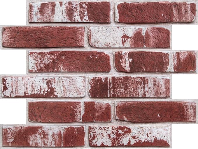 3D Peel and Stick Faux Brick Wall Panels 15.7" x 11.8" 10-Pack | Whitewashed Red, Brick-Look Textured Sticker, Thin Lightweight PVC Self Adhesive Tiles for Interior Decor, Cover 12.9 sq ft - Image 9