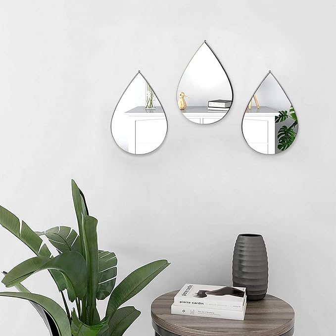 DECANIT Black Mirrors for Wall Decoration Teardrop Mirrors for Living Room Decor & Home Decor, Pack of 3 - Image 5
