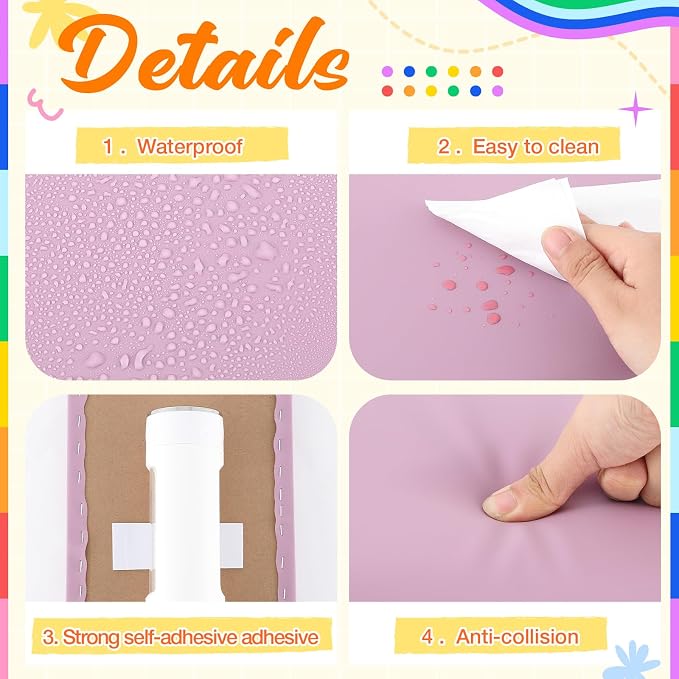 Hahafelt 8 Pack Wall Padding for Playroom Peel and Stick Headboard 19.69" x 7.87" x 1.18" 3D Anti Collision Upholstered Wall Panels Self Adhesive Headboard Panel for Protection (Rainbow Colors) - Image 4