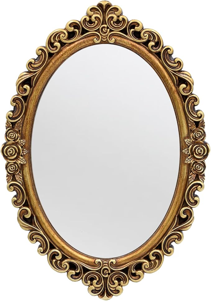 OIGUMR Small Oval Wall Mirror Resin Frame Size：15 x 10.7 inch by OIGUMR