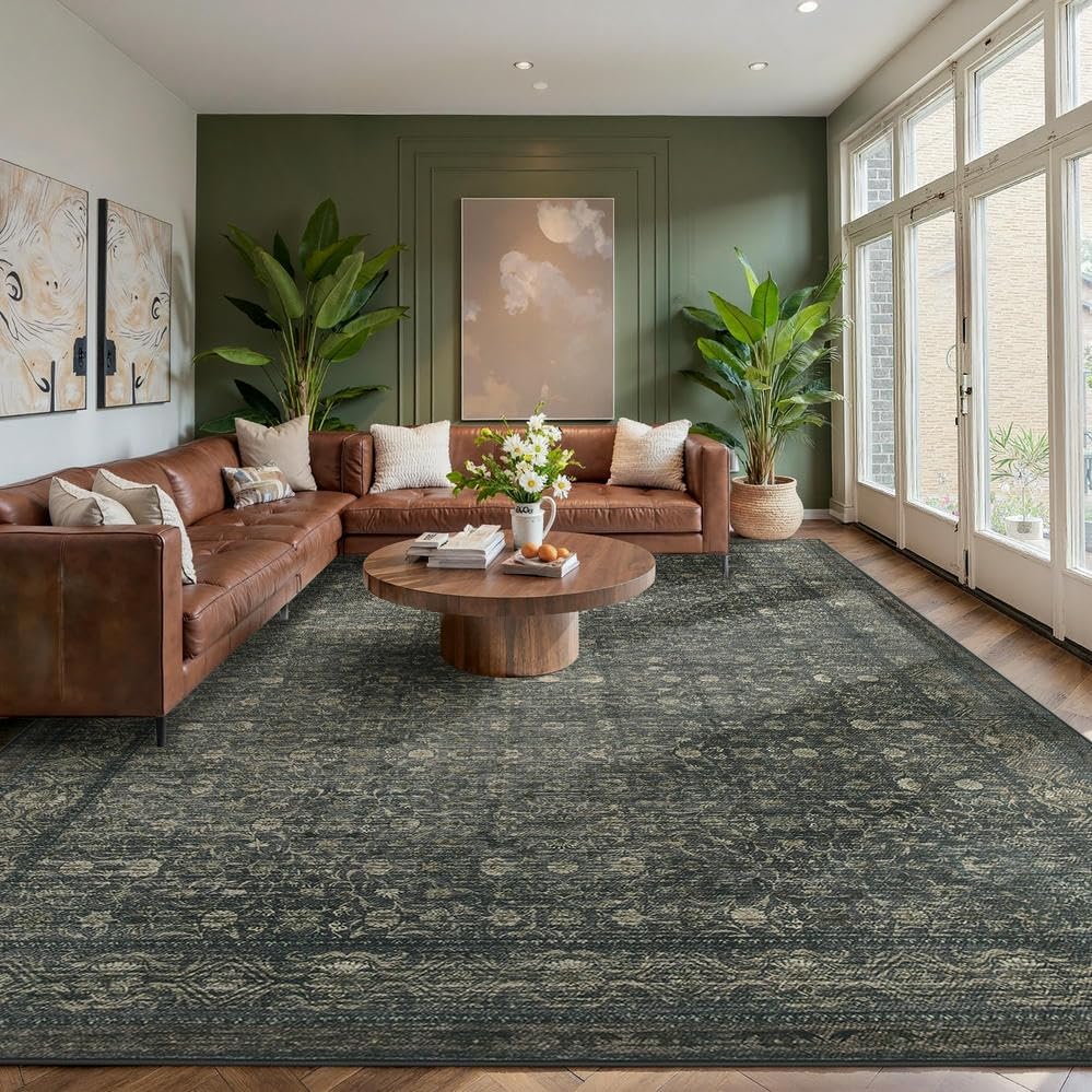 Rugxara 9x12 Extra Large Area Rug,Neutral Vintage Boho Rug for Living Room by Rugxara
