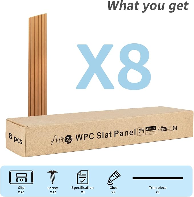 Art3d 108 x 6 Inch WPC Slat Wall Panels, 3D Wall Accents, 8-Pack, Boxwood | Real Wood Grain, Durable, Water Resistant, Wear-Resistant, No Emission, Eco-Friendly, Easy to Care, for Living Room, Bedroom - Image 3