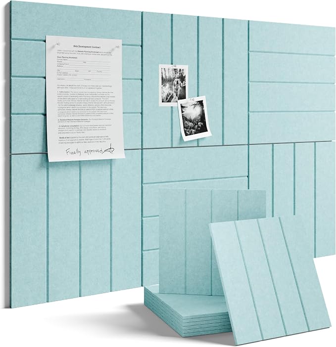 Fluxynara 36" x 24" Large Felt Bulletin Board, Aqua Blue | 6 Pack Cork Board Alternative with 30 Safe Adhesive Tabs, Felt Pin Boards for Wall Decor, Home, Office, Classroom, Dorm by FLUXYNARA