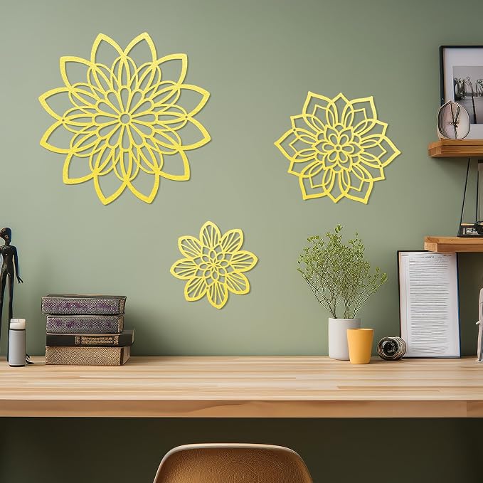 Zzbakress 3 Pcs Metal Flowers Wall Art Bathroom Wall Decor (Gold Elegant) | Farmhouse Flower Bathroom Decor Wall Decorations For Bathroom, Living Room, Office, Kitchen, Hallway And Outdoor - Image 6