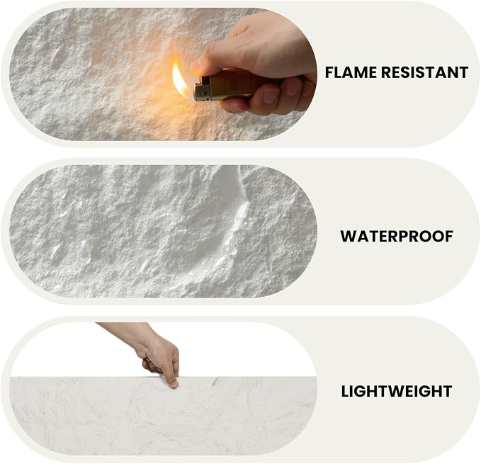 3D Faux Stone Wall Panels, 1.18" (30MM) Extra Thick PU Stone Panels for Interior Wall Decor, 4 Pack Waterproof Lightweight Cement Texture Accent Panels for Living Room, Office, 47.2" x 23.6", White - Image 4