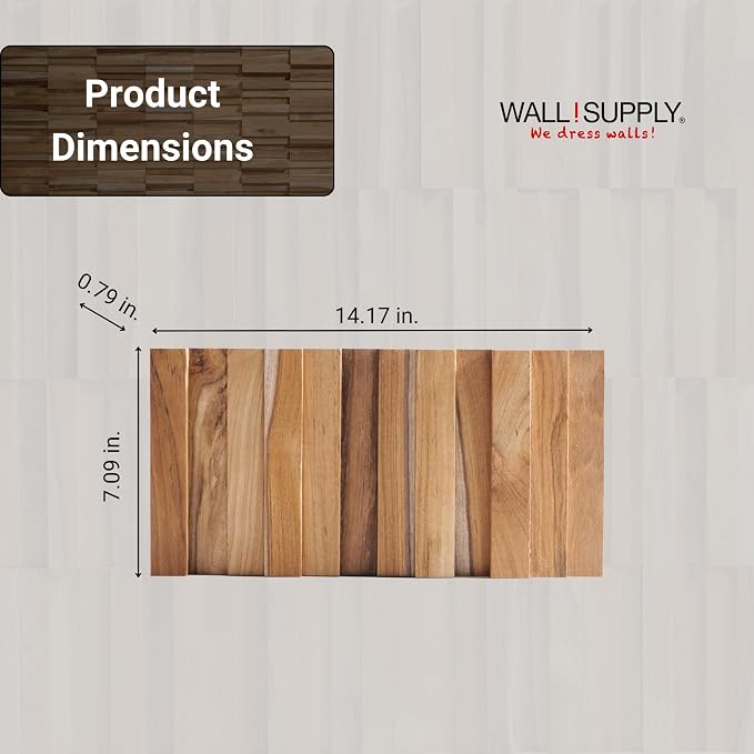 Wall!Supply 3D Wall Panels – Reclaimed Vertical Asian Teak Wood – Home Decor Wallpaper Alternative for Living Room, Bedroom & Office – Easy DIY Installation – 16 Pack, Covers 11.15 Sq Ft | Real Reclaimed Asian Teak, Wallpaper Alternative, Easy DIY Inst... - Image 4