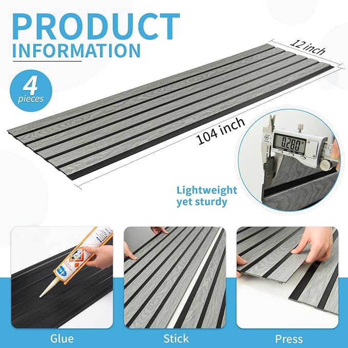 Art3d Six-Grid Design Slim Slat Wall Panel, 104 x 12 Inch, 4-Pack, Ash | Lightweight, Wainscoting, Waterproof, Easy to Clean, Sturdy, Glue on, Elegant Style, for Bedroom, Office, Home Improvement - Image 6