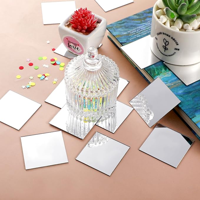Jetec 50 Pcs Small Acrylic Square Mirror Tiles for Crafts DIY,4 Inches - Image 6