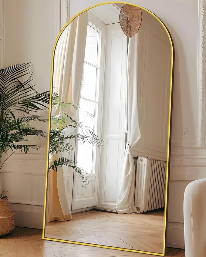 Antok Full Length Mirror, 71"x28" Floor Mirror with Stand, Gold, Arched by AntokMirror
