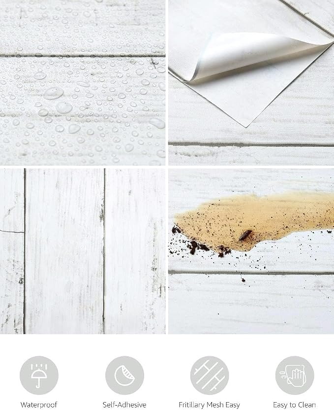 Shiplap Peel and Stick Wallpaper, Contact Paper for Classroom Home Decor | 35.4"x196" Removable Self-Adhesive White Wood Plank Film, Farmhouse Decor for Bulletin Board Desk Cabinet & Home Renovation - Image 2