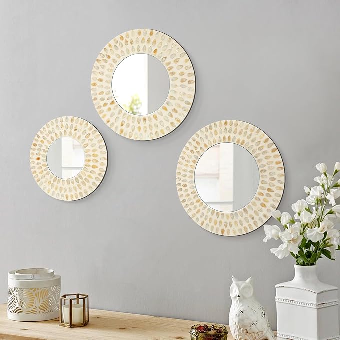 Boho Mirror Wall Decor for Living Room, Natural Mother of Pearl Art - Image 4