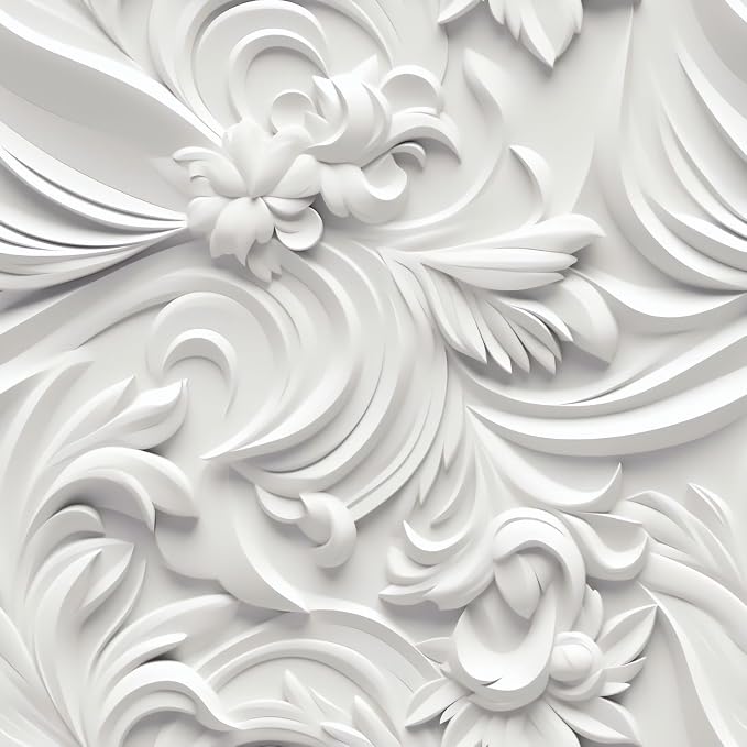 Peel and Stick Wallpaper White Gray Scroll Floral Modern by WEISENI