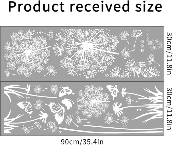 Arawat Wall Decals Peel and Stick Wall Stickers Decor Flower Wall Mural for Bedroom Butterfly Dandelion Wall Art Floral Wall Stickers & Murals for Living Room Bathroom Removable Door Sticker - Image 7