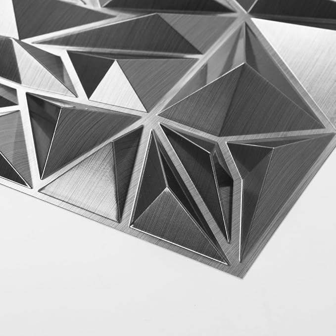 Art3d 33-Pack Modern Diamond Textured 3D Wall Panels, 12 x 12 in, Silver | Light PVC, Waterproof, Scratch Proof, Decorative Wall, Ideal for Home, Office & Commercial Spaces - Image 8