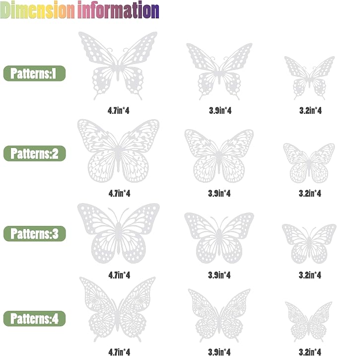 SAOROPEB 3D Butterfly Wall Decor 48 Pcs Pearl White Butterfly Decorations | 4 Styles 3 Sizes, Birthday Decorations Butterfly Party Decorations Butterfly Cake Decorations-Removable Butterfly Stickers - Image 5