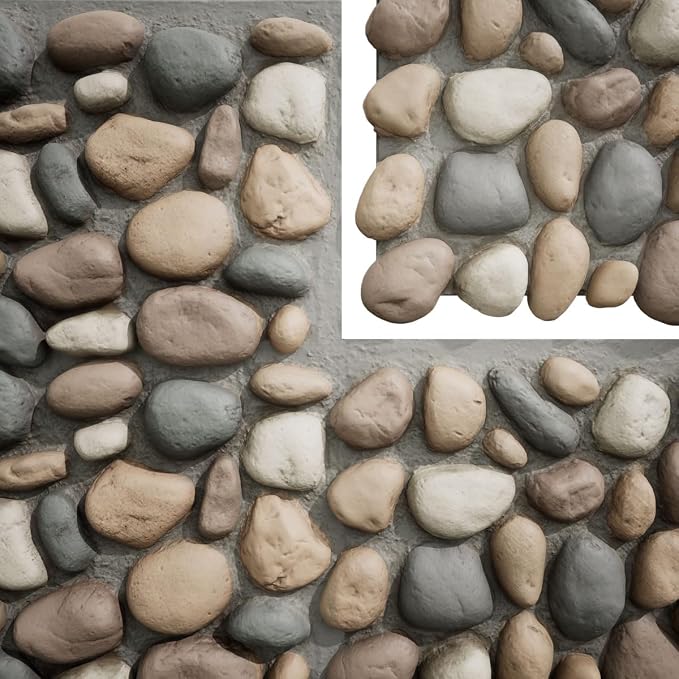 EverStone River Rock Faux Rock Panel, 49"W x 24 3/4"H x 3"D, Pebble Mix Color - Image 9