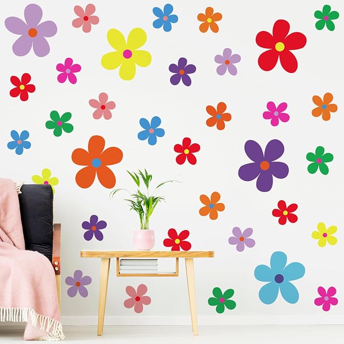 TaoBary 12 Sheet Daisy Wall Sticker Decal Large Floral Wall Sticker | Big Flower Wall Sticker, Colorful Daisy Decal, Daisy Bedroom Room Decor, Removable Peel and Stick, Nursery Home Wall Decor by TaoBary