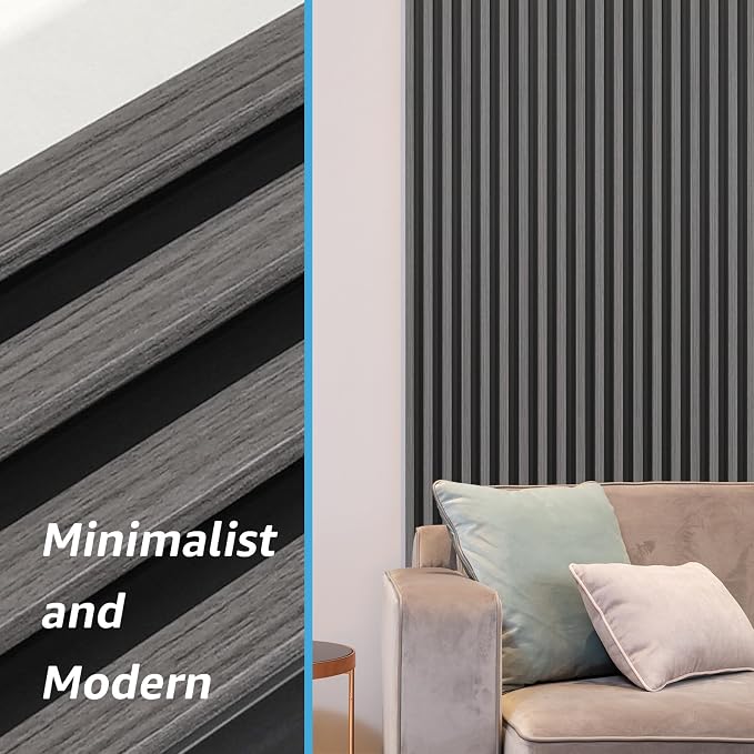 Art3d 96 x 6 Inch 3D Fluted Wood Textured Slat Wall Panels, 8-Pack, Grey | Natural Wood Texture, Weather Resistant, Durable, Easy to Install, Eco-Friendly, Elegant Design, for Living Room, Bedroom - Image 4