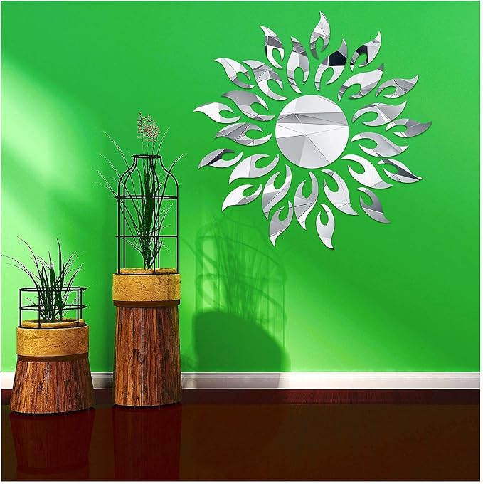 3D Mirror Sunlower Wall Decor Sticker, Peel and Stick Wall Art Decals - Image 5