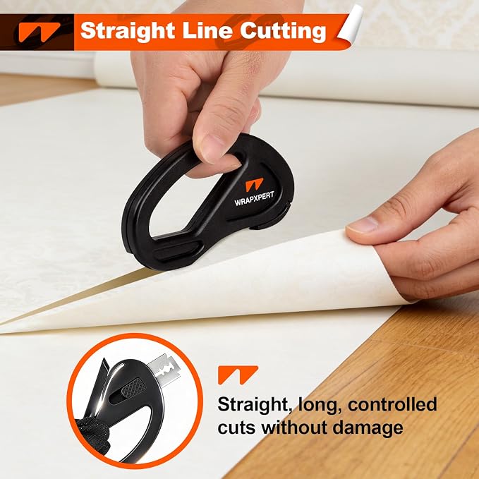 WRAPXPERT Wallpaper Tools, Smoothing Tool Kit for Peel and Stick Wallpaper/Contact Paper/Vinyl Backsplash Applying, with Squeegee Smoother, Seam Roller, Razor Scraper, Knife and Blades - Image 6