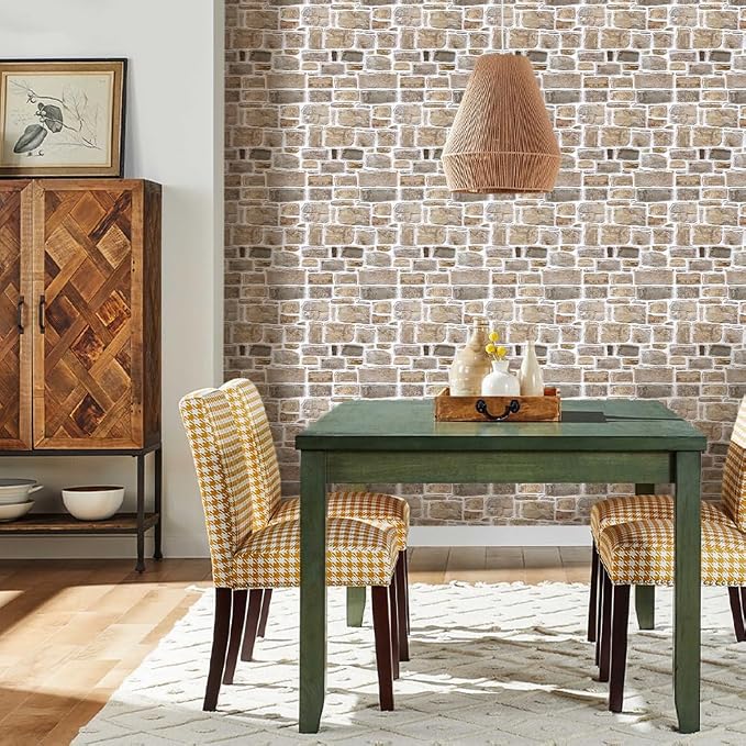 COMSTICKC 3D Faux Stone Wall Panels Peel and Stick, 10 Pcs 11.8" x 11.8" | Not Real Stone, Ultra-Light Thin PVC 3D Fake Rock Wall Sticker Covering for Easy DIY Interior Decor, Cover 9.7 sq ft - Image 2