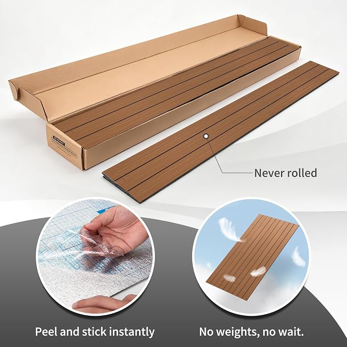 AMZDEPOT Peel and Stick Wood Panels for Wall, 6 Pack Walnut | Self-Adhesive Slat Wall Panels, PVC Thick, 3D Wood Grain Wallpaper, for Walls and Ceilings, 48"x15.75", Packed in Long Boxes - Image 3