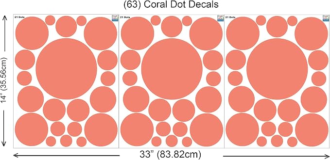 Coral Color Decorations for Home Decor Dot Stickers (63) Polka Dot Wall Decals Bedroom, Teen Toddler, Baby Nursery, Birthday Gift (Coral) - Image 5