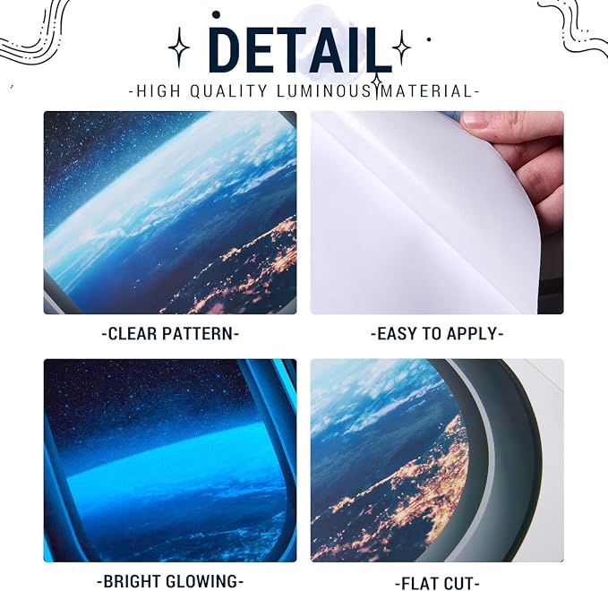 Quanhaigou Glow in The Dark 3D Space Wall Decals, Set of 3 Galaxy Window Stickers for Wall,Planet Themed Room Decor for Kids Boys - Image 7
