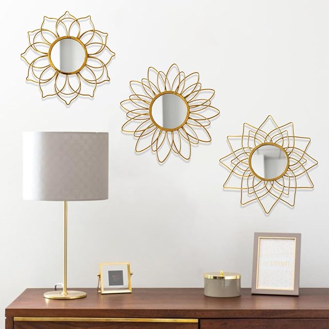 Champagne Gold Round Mirrors for Wall, Decorative Mirrors for Wall Decor - Image 6