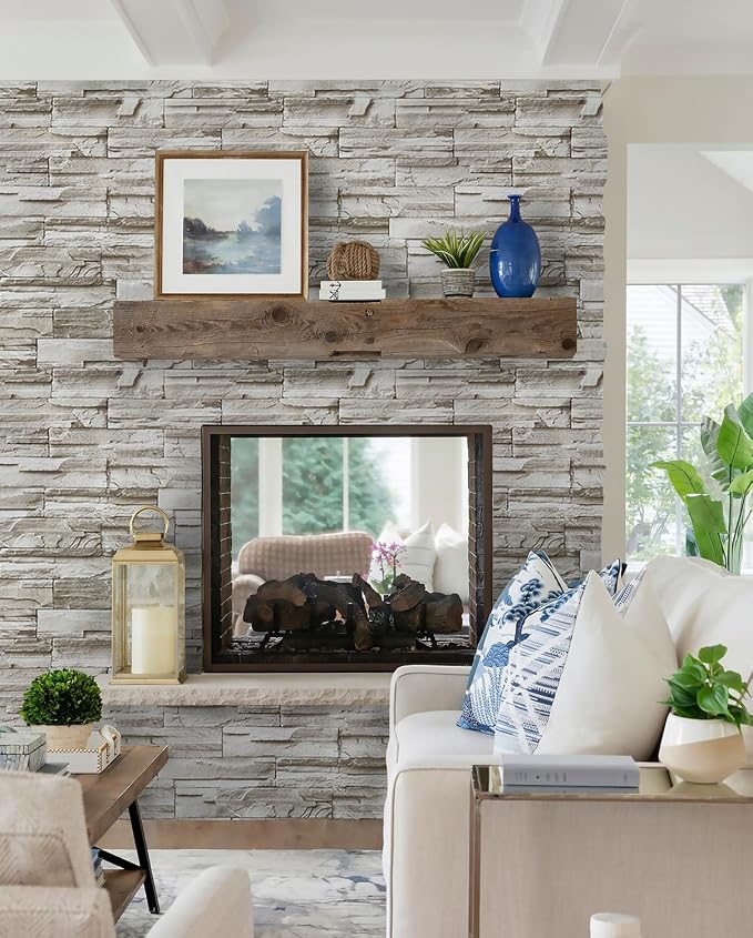 Timeet Brick Wallpaper Peel and Stick Wallpaper Faux Brick Contact Paper Stone Wallpaper 17.3in x118.11 Self-Adhesive Removable Wall Paper for Bedroom Living Room Wall Decor - Image 3