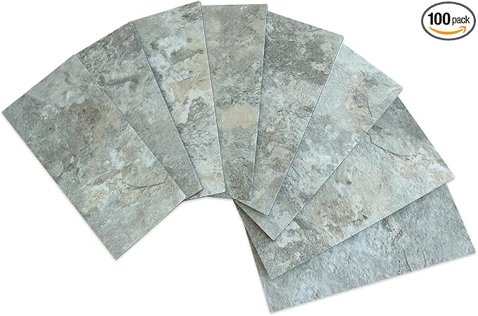 AULIGET 100-Piece Faux Stone Peel and Stick Backsplash Wall Tiles, 3" x 6" Grey & Brown Slate PVC Stick on Tile for Backsplash Kitchen, Bathroom, Laundry Room, Camper, Fireplace by AULIGET