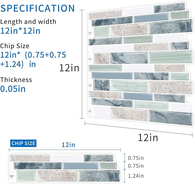 10-Sheet Peel and Stick Kitchen Backsplash Tiles | 3D Waterproof Self Adhesive Wall Tile Stick on Backsplash for Kitchen and Bathroom(Sage Green,12"×12") - Image 4