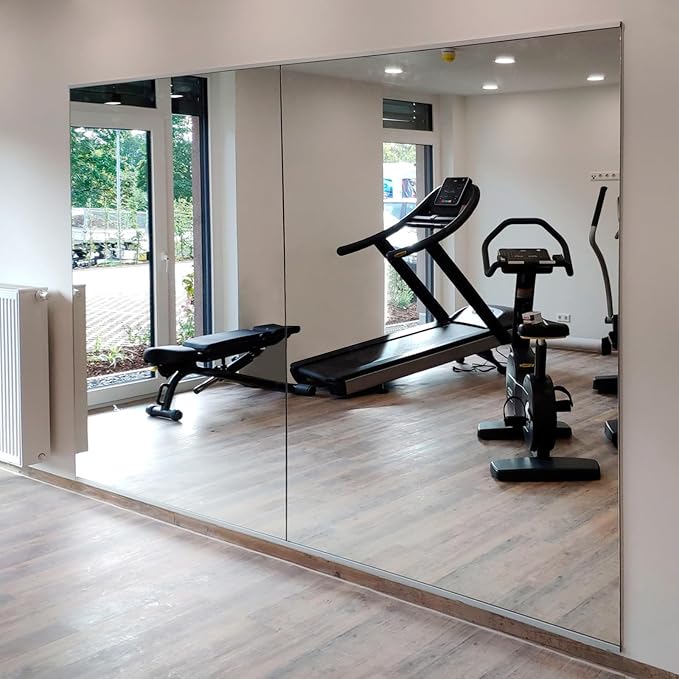 JAMBALAY Tempered Glass Home Gym Mirror, 2Pcs 48"x30" Large Gym Mirror, HD Large Full Body Mirrors for Dance, Yoga, Frameless, Fitness, Garage by JAMBALAY