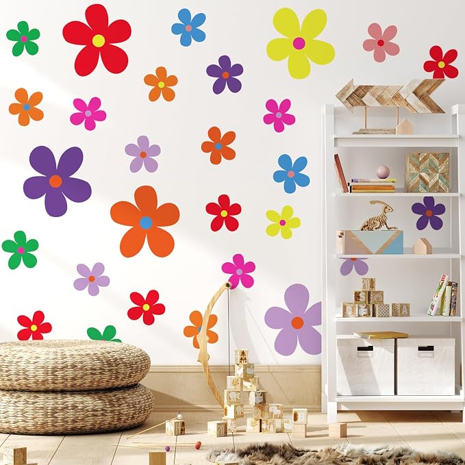 TaoBary 12 Sheet Daisy Wall Sticker Decal Large Floral Wall Sticker | Big Flower Wall Sticker, Colorful Daisy Decal, Daisy Bedroom Room Decor, Removable Peel and Stick, Nursery Home Wall Decor - Image 5