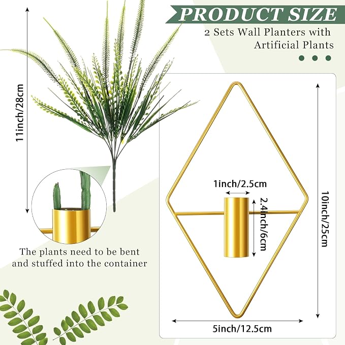 Canlierr 4 Pcs Wall Decor Hanging Planters, Boston Fern, Gold - Image 2