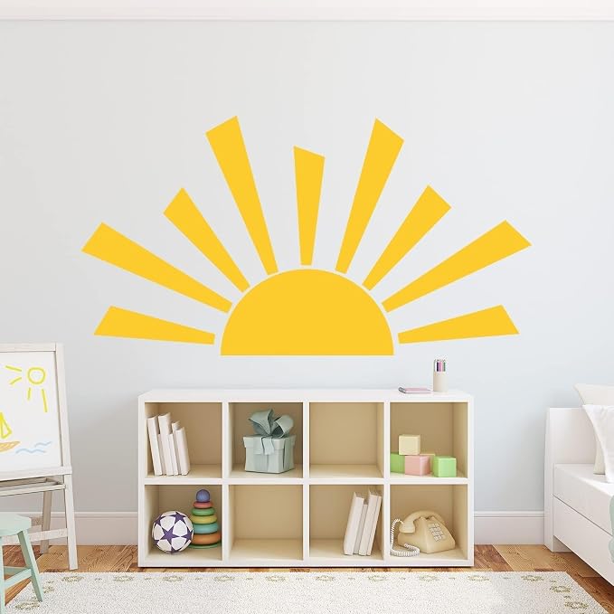 42 x 23.5 Inch Boho Half Sun Wall Decal - Modern Vinyl Mural, Removable Peel and Stick Sticker for Classroom, Living Room, Bedroom, Playroom Decor - Image 2