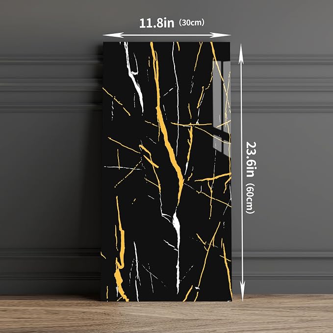 Haimin 3D Wall Panels Peel and Stick Marble Tile Look 10 Pack Waterproof | Lightweight, each 23.6x11.8in, total 19.4 sq ft. Kitchen & bath backsplash, bedroom/living rm decor. Marble-look faux tile. - Image 3