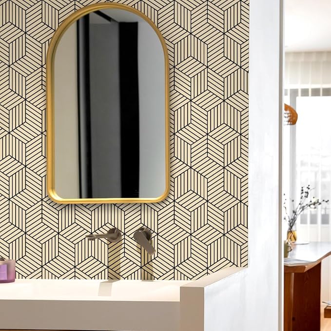 MelunMer Brown Geometric Wallpaper Peel and Stick Removable 17.7”×197” - Image 6
