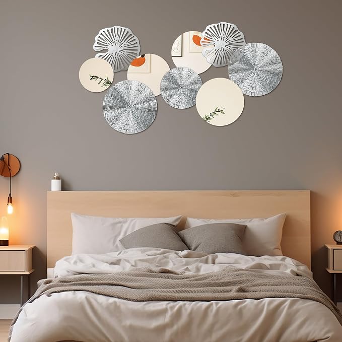 Hicarer 9 Pcs Circle Mirrors Metal Home Decor Wall Decorative Modern Round Accent Wall Art Sculpture Hanging Decorations for Living Room Office Bedroom Kitchen(Silver) - Image 6