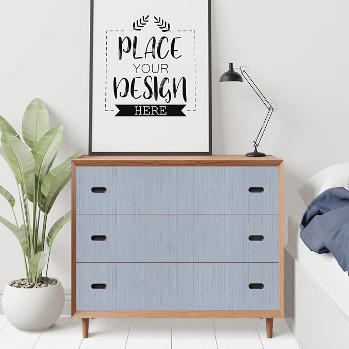 Blue Grasscloth Peel and Stick Wallpaper Texture Contact Paper A Set of 15.7" X 300" Self-Adhesive Linen Removable Wallpaper Cabinets Counter Top Liners - Image 5