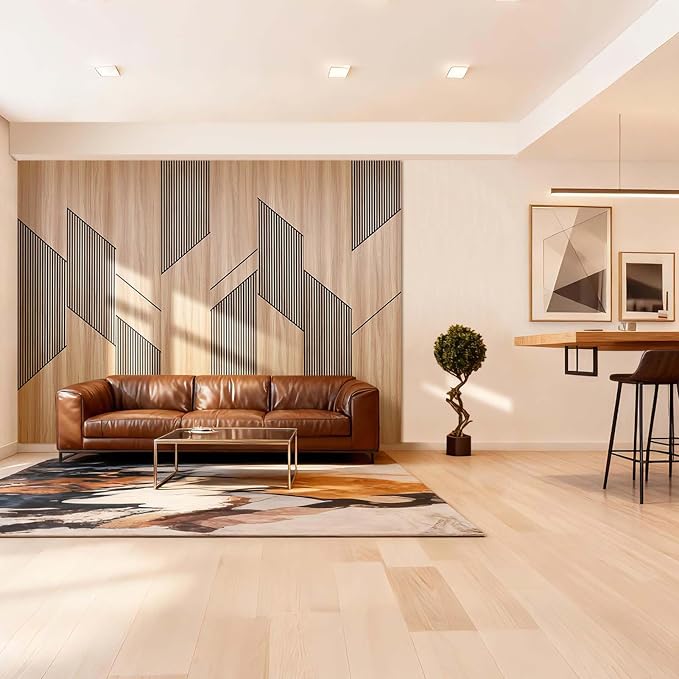 8-Pack Teak Wood Grain 3D Wall Panels with Adhesive, Peel and Stick PVC Wall Tiles for Accent Wall, Covers 82.15 Sq Ft for Luxury Living Room & Bedroom Decor - Image 2