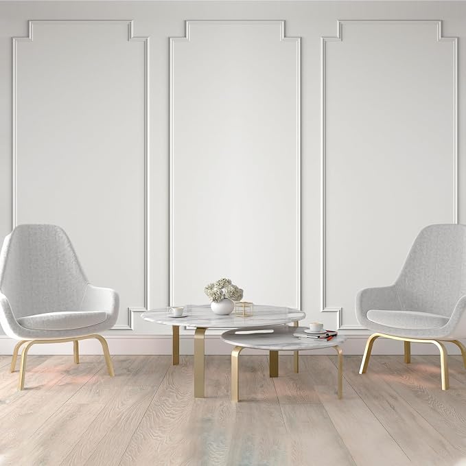 Pangdam 3 Set Peel and Stick Wall Molding Kit Scalloped Wainscot Wall Panel Premade Accent Molding Wainscoting Ready to Assemble Wainscoting Panel for Home Decor(96''x37.5'',Classic Style) - Image 4